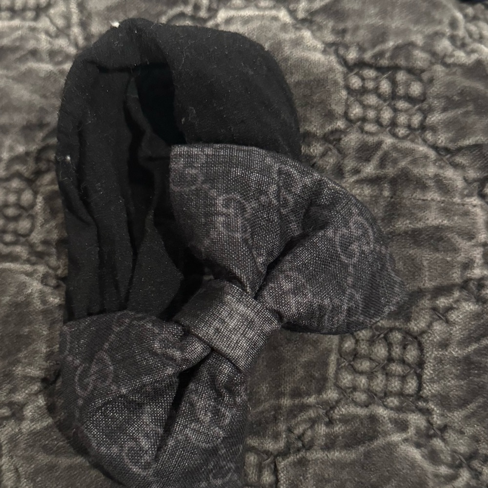Authentic Curated Crowns Gucci Scarf Headband Charcoal Monogram Baby Bow Girl